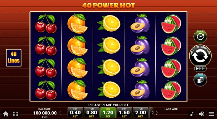 40 Power Hot Coin Boost játék képernyője